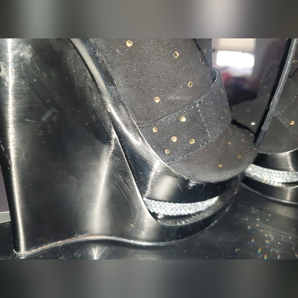 Ziginy Black Label leather rhinestone Studded Embellished Wedged Platforms sz 7 - Picture 8 of 12